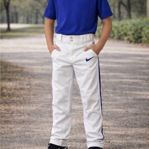 Nike Boys White Baseball Pants Youth Large Athletic GUC